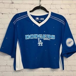 LA Dodgers V-neck Crop Top